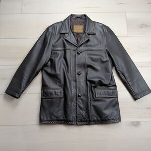 Lucky Brand Dungarees of America Leather Jacket Mens Large Quilt Lined Brown